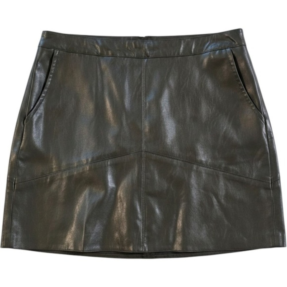 Jun & Ivy Faux Leather Olive Green A Line Mini Skirt‎ Size Medium NWT